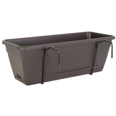 ARTEVASI Kit Jardiniere Venezia avec reserve deau - 10 L - 49 x 19,5 x 16,6 cm - Gris anthracite (1/2)