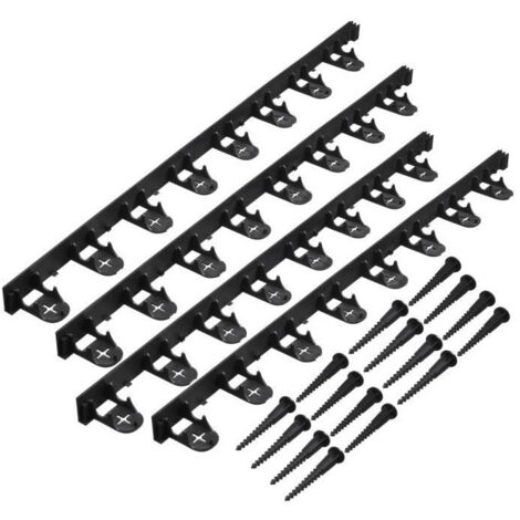 Nature – Bordure à gazon en polypropylène recyclé – Lot de 4 – H 4,5 cm x L 100 cm – 16 ancres de 16 cm – Couleur noire (1/10)