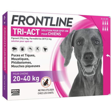 Frontline Tri-Act chien - Anti-puces et anti-tiques pour chien L - 20-40 kg - 6 pipettes