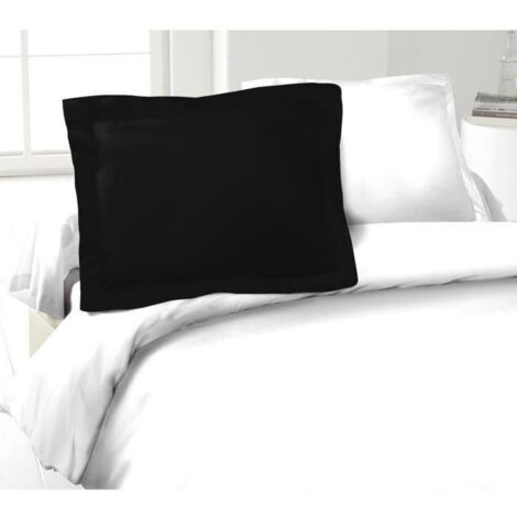 LOVELY HOME Lot de 2 Taies dOreillers 100% coton 50x70 cm - Noir