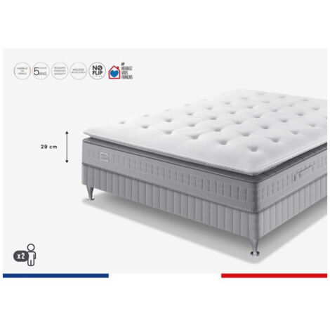 Ensemble matelas sommier 160 x 200 SIMMONS Hauteur 29 cm - Ressorts ensachés Sensoft - Fabriqué en France - SW5 (1/5)