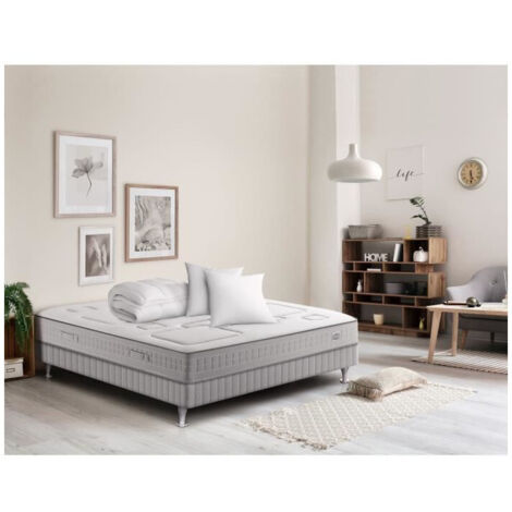 Ensemble matelas sommier 160 x 200 SIMMONS + Couette Oreillers - Hauteur 25 cm - Ressorts Sensoft - Fabriqué en France - SW3 (1/5)