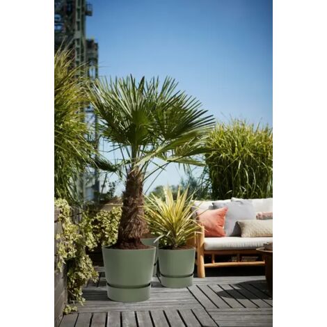ELHO Pot de fleurs rond Greenville 30 - Exterieur - O 29,5 x H 27,8 cm - Vivre noir