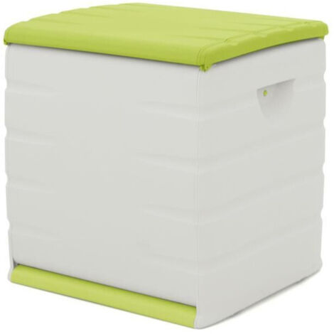 PLASTIKEN Coffre cadenassable avec roulettes - 190 L - Fonctionnel et esthétique - Beige et Pistache (1/3)