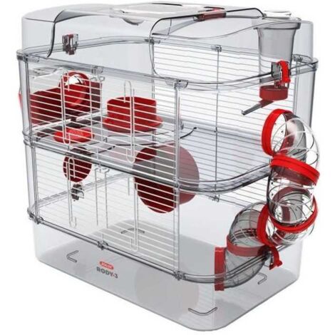 Cage pour rongeur sur 2 étages – Habitat évolutif pour hamster, gerbille, souris – Dimensions L 41 x p 27 x h 40,5 cm – Parois transparentes – Zolux