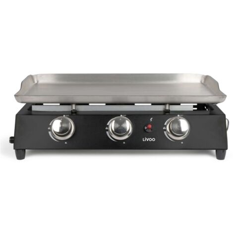 Plancha à gaz 3 brûleurs 61x35 cm DOC249 – Puissance 7500W – Acier inoxydable – Allumage piézo-électrique pour cuisson rapide – Livoo (1/10)