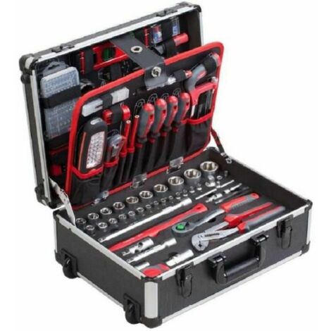 Trolley a outils MEISTER - 230 pieces - Poignée télescopique et transport confortable (1/3)