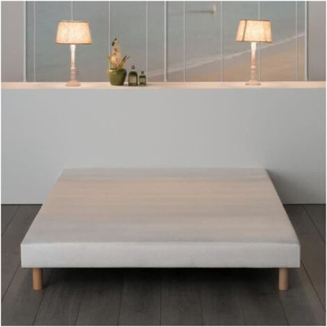 Sommier tapissier a lattes 160 x 200 - Bois massif blanc + pieds - FINLANDEK Rakenne (1/2)