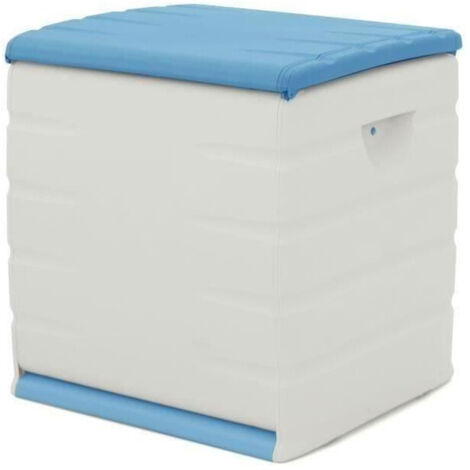 PLASTIKEN Coffre cadenassable avec roulettes - 190 L - Fonctionnel et esthétique - Beige et Bleu (1/2)