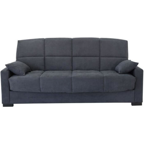 Les Tendances – Canapé convertible 3 places gris anthracite – Matelas 14 cm – Dimensions L223 x P96 x H103 cm – Coffre de rangement – Confort ferme (1/5)