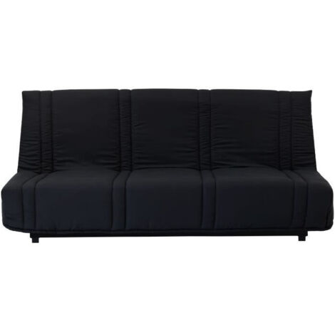 Canapé convertible clic clac 3 places – Tissu noir – Couchage 125 x 190 cm – Style contemporain – Dimensions L 193 x P 92 cm (1/5)