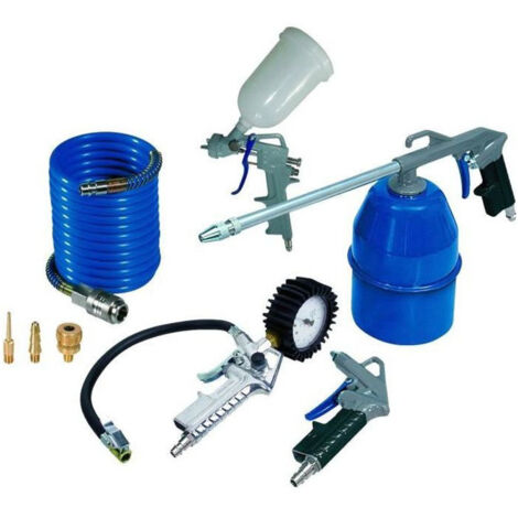 Michelin – Kit pour compresseur – 8 accessoires en aluminium – Pistolet à peinture, soufflette, poignée de gonflage – Raccords rapides inclus