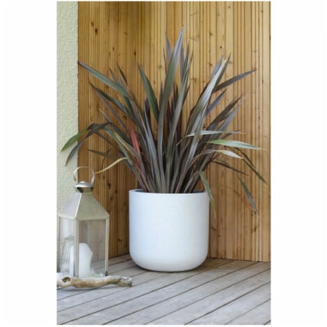 EDA PLASTIQUE - Pot rond 40 cm GraphitUp - 32,5 L - Blanc ceruse