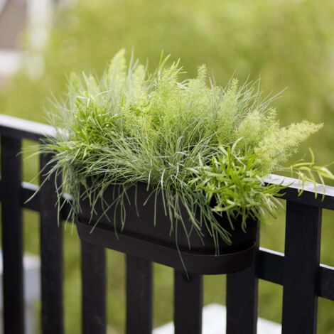 ELHO - Pot de fleurs  -  Greenville Easy Balcony 52 - Living Noir - Balcon - L 21.2 x W 52 x H 19.4 cm