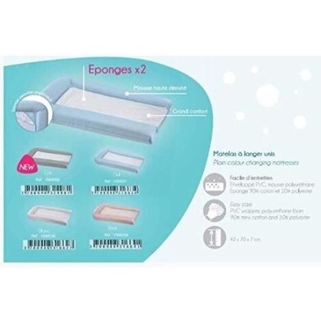 Roba Matelas à Langer Imperméable 85x75 Cm Bleu Clair - Sans Phtalate - Facile à Nettoyer