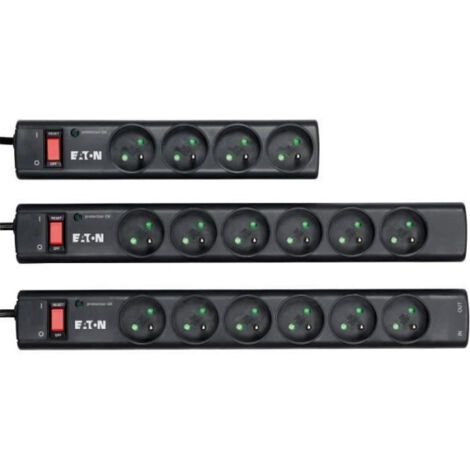 Multiprise/Parafoudre - Eaton Protection Strip 6 Tel FR - PS6TF - 6 prises francaises + 1 prise telephonique RJ - Noir (1/2)