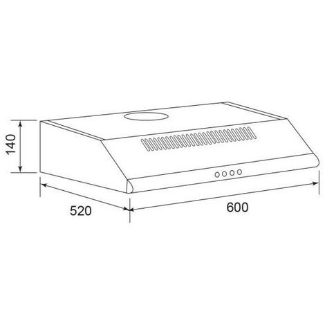 Hotte visière 250m³/h GLEM 60cm, GHC625BK