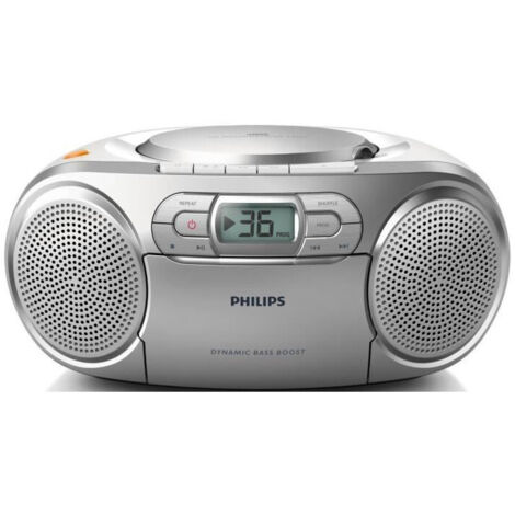 PHILIPS AZ 127/12  Radio CD - 2 x 1 W Puissance - CD, K7 - Platine cassette - Silver