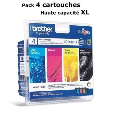 Ink-jet brother lc-1100bk /m/y/c pack 4 colores alta capacidad 900 pag bk- 750 pag m/y/c- (1/5)