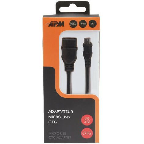 APM Connect-You USB 2.0 Micro-USB Mâle Vers USB-A Femelle Adaptateur OTG - Noir
