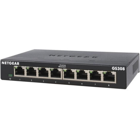 Netgear GS308-300PES commutateur réseau Non-géré L2 Gigabit Ethernet (10/100/1000) Noir (1/7)