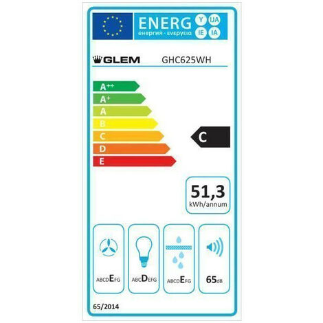 Hotte visière 250m³/h GLEM 60cm, GHC625WH