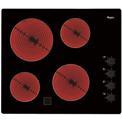 Whirlpool – Plaque vitrocéramique 4 foyers – Puissance 6200W – Dimensions 58x51cm – Commandes manettes – Témoin chaleur résiduelle (1/5)