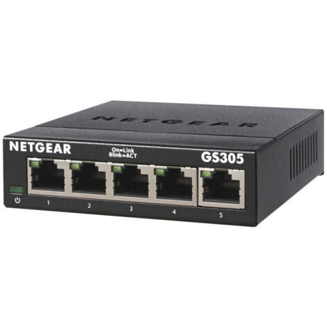 NETGEAR GS305 Gigabit Ethernet L2 non géré (10/100/1000) Noir (1/4)