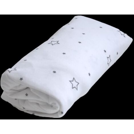 DOMIVA Drap housse impermeable - 160 g/m2 - 60 x 120 cm - Blanc imprime etoile gris (1/5)