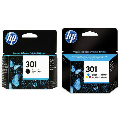 Cartouche d'encre Hp 301 Pack de 2 Cartouches d'Encre Noire et Trois Couleurs Authentiques (N9J72AE)
