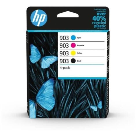 HP 903 Pack de 4 cartouches dencre noire, cyan, jaune et magenta authentiques 6ZC73AE pour HP OfficeJet / OfficeJet Pro 6900