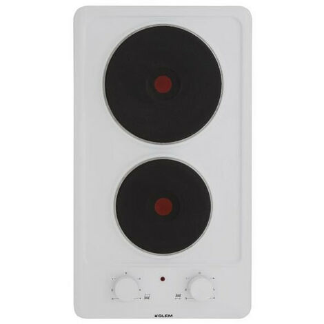 Plaque électrique intégrée 2 foyers 3500W – 6 niveaux de puissance – Finition blanche – GT320WH – Glemgas (1/2)