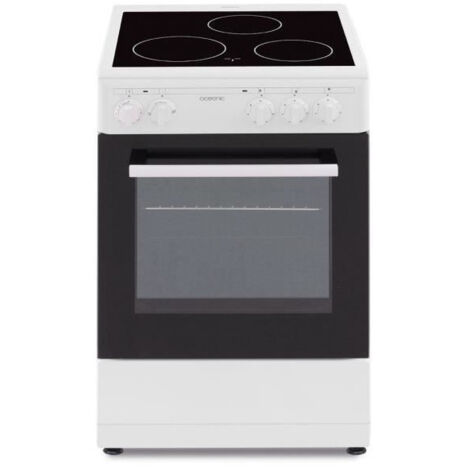 Oceanic – Cuisinière vitrocéramique blanche 50 cm – 3 foyers radiants – Four 48L classe A – Modes de cuisson : grill, convection ventilée