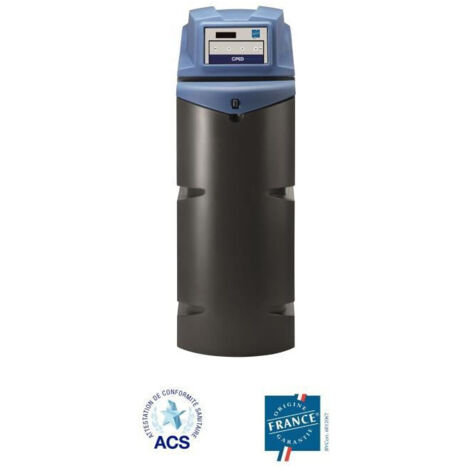 Adoucisseur d'eau 22 L – Élimine le calcaire – Filtration des impuretés et bactéries – Débit 2,5 m³/h – Raccord 1'' inclus – Cped