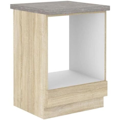 Meuble bas pour four encastrable – Décor chêne sonoma – L 60 x P 51,6 x H 85 cm – Plan de travail robuste (1/5)