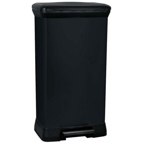 Curver – Poubelle à pédale 50 L noir – Design rectangulaire – Système Soft Close – En plastique haute qualité – Dimensions 39 x 29 x 73 cm