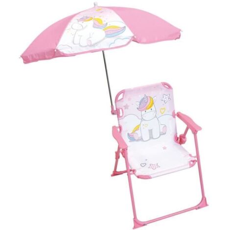 FUN HOUSE Licorne Chaise pliante camping avec parasol - H.38.5 xl.38.5 x P.37.5 cm + parasol ø 65 cm - Pour enfant (1/4)