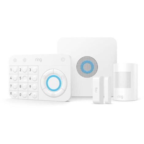 Kit alarme maison 5 pièces – Alimentation secteur – Puissance sonore 110dB – Détecteurs de mouvement et de porte – 2eme génération – Ring (1/10)