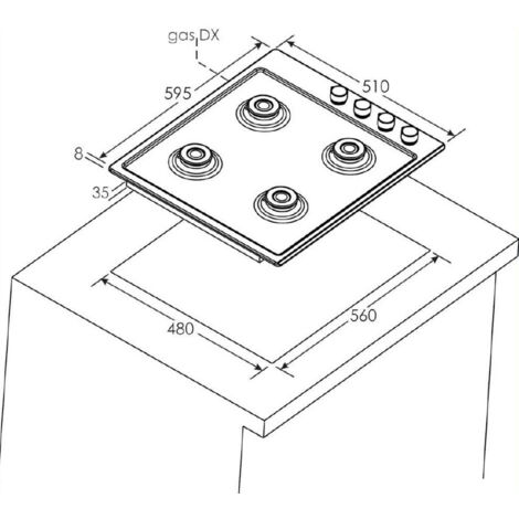 Plaque gaz CANDY 7000W 60cm, CHW 6 LWW
