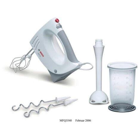 Bosch – Batteur électrique 450W – 5 vitesses + fonction Pulse – 2 fouets inox et crochet pétrisseur – Accessoire mixeur avec bol