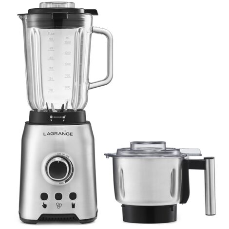 Blender 1200W avec moulin à grains en inox – Bol en verre 1,5L – 3 programmes intégrés – Couteaux en inox 6 lames – Lagrange