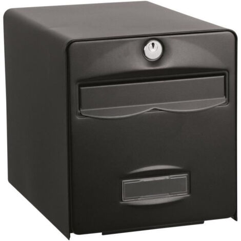 Boîte aux lettres noire en acier galvanisé – Résistante aux intempéries et aux UV – Accès facile avec 2 portes – Serrure incluse – Burg Wachter (1/5)