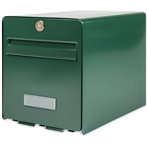 Boîte aux lettres Favor en acier galvanisé – 1 porte – Vert – Barillet la poste – Résistante à l'effraction jusqu'à 15 kg – Ouverture verticale – Burg Wachter (1/5)