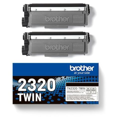 Pack de 2 Toners TN2320TWIN-BROTHER-Noir-2x2600p.-DCP-L2500, L2520, L2560, HL-L2300, L2340, L2360, L2365, MFC-L2700, L2720, L274