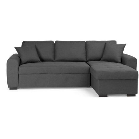 Canapé d'angle convertible réversible 4 places – Tissu 100% polyester – Structure en bois massif – Dimensions L 244 x P 151 x H 90 cm (1/7)