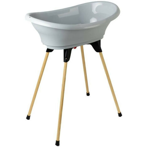 Baignoire bébé VASCO 800x500x270mm – Support pliable – Tuyau de vidange inclus – Matériaux PP et bois pour confort optimal – Thermobaby
