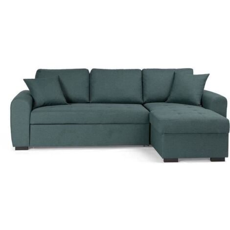 Canapé d'angle convertible réversible - Tissu Vert - L 244 x P 151 x H 90 - HAMILTON (1/5)