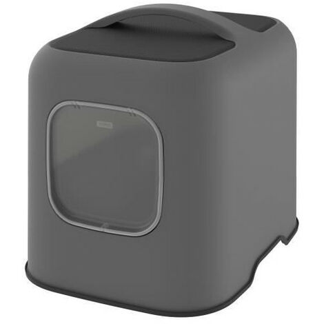 Maison de toilette pour chat 50 x 38 x 40 cm – Bac à litière en plastique recyclé – Filtre anti-odeur – Anthracite – Rotho (1/8)