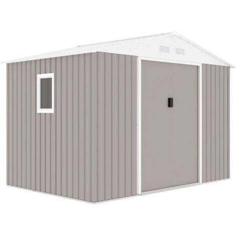 Abri de jardin métal 5,29 m² – Kit d'ancrage inclus – Dimensions 277 x 191 x 202 cm – Panneaux en acier galvanisé 0,25 mm (1/6)