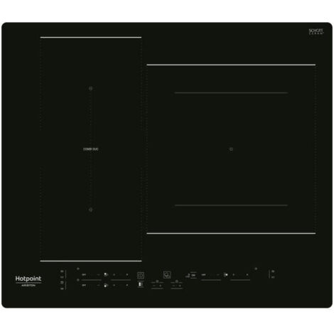 Table de cuisson induction - HOTPOINT - 3 zones - Zones modulables - L 59 x P 51 cm - HB2760BNE - 7200W total - Noir